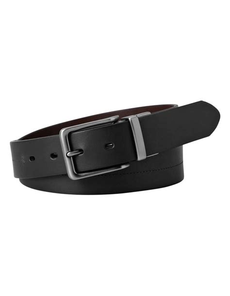 Fossil Brandon Black Leather Reversible Belt .